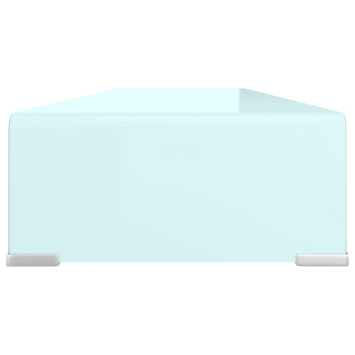 VidaXL Meuble TV/ Support pour moniteur 100 x 30 x 13 cm Verre Blanc
