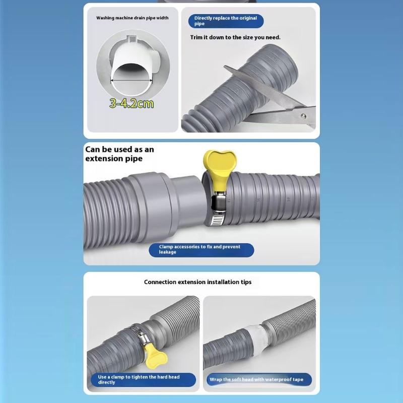 Flexible Extended Drainage Pipe Reinforced Anti Leak Designs Extension Drain Hose For Automatic Washing Machines Use
