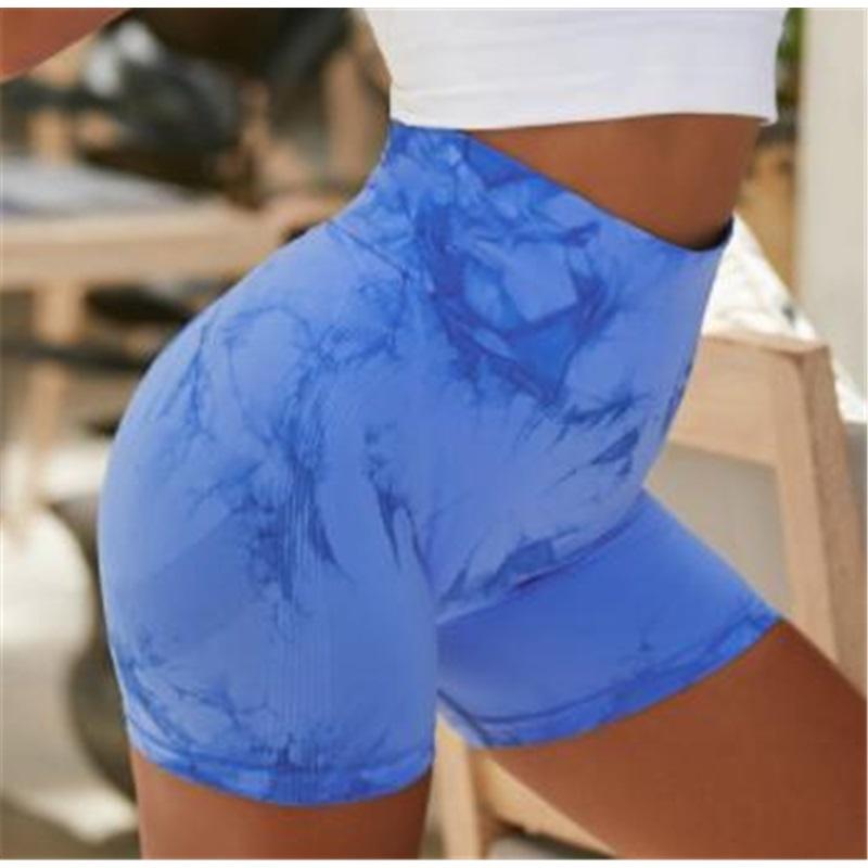 Women's Tight Fitting High Elastic Tie Dye High Waist Hip Lifting Yoga Pants Sports Fitness Tight-fitting Shorts