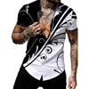 Summer Fashion Men's 3d Hawaiian Shirts Oversized Beach Short Sleeve Coconut Tree Print Shirts Tees