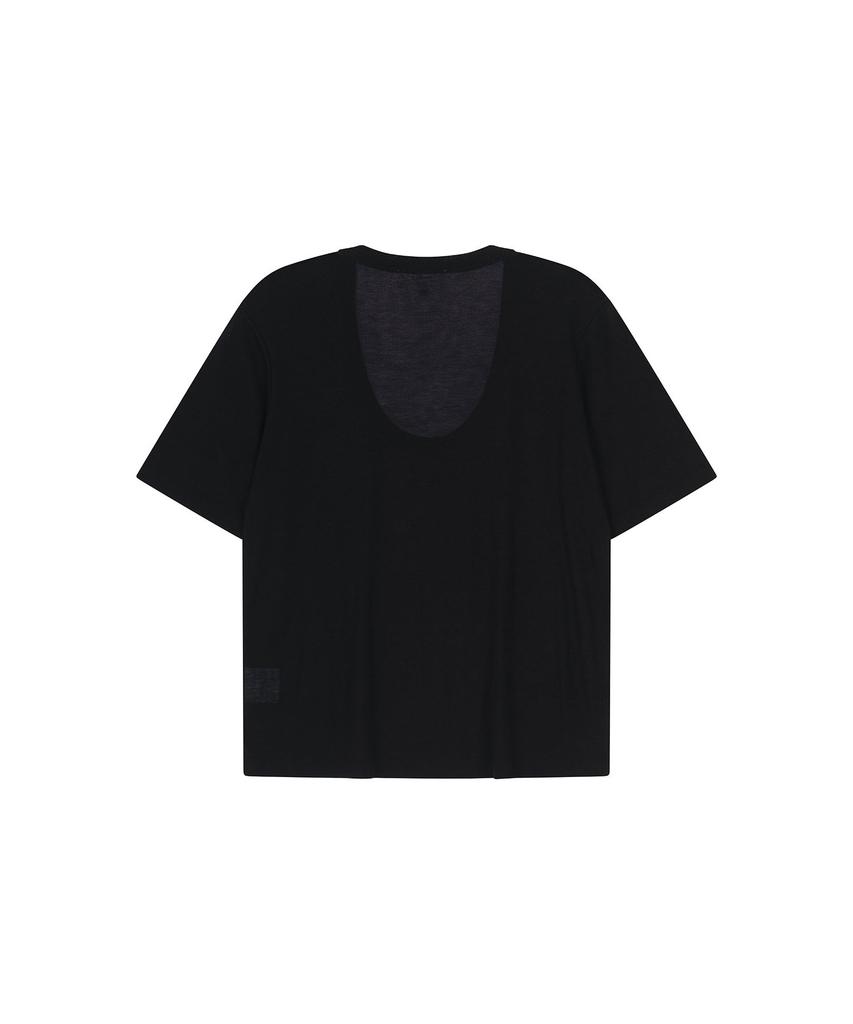 VIS A VIS Half Sleeved U Neck Tee Shirt (Black)