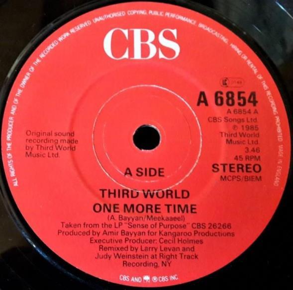 

7inch Record THIRD WORLD One More Time A6854 CBS 1986 UK Reggae Ska Dub Used