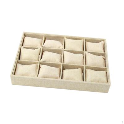Watch Jewelry Bracelet Tray Display Drawer Organizer Stylish 12 Linen