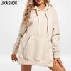 Women's Fashion Casual Solid Color Print Long Sleeve Hooded Hoodies & Sweatshirts