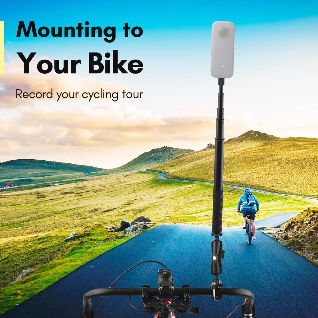 Motorcycle Bike Invisible Selfie Stick Handlebar Mount Bracket 28cm 115cm Adjustable Length with 1 4 Inch Screw