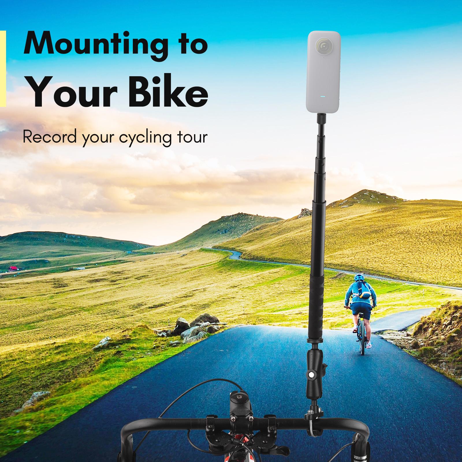 

Motorcycle Bike Invisible Selfie Stick Handlebar Mount Bracket 28cm 115cm Adjustable Length with 1 4 Inch Screw чёрный