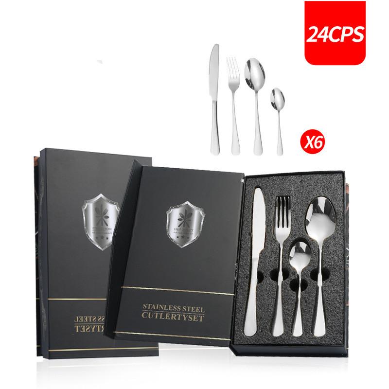 16pcs 20pcs 24pcs Stainless Steel Tableware Set Rainbow Dinnerware Knife Fork Coffee Spoon Cutlery Western Dinner Hotel Flatware