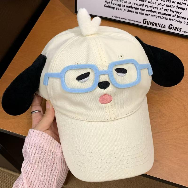 1Pcs Cute Embroidered Dog Baseball Cap Breathable Korean Style Cartoon Sun Hat Sunscreen Y2k Peaked Cap Mountaineering Hat