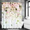 Spring Rose Flower Shower Curtain, Bathroom Decorative Shower Curtain, Waterproof Shower Curtain with Hooks