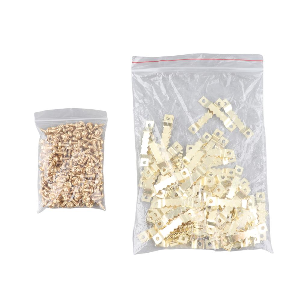 100Pcs Sawtooth Picture Hangers Double Hole with Screws Frame Hanging Hardware Save Space