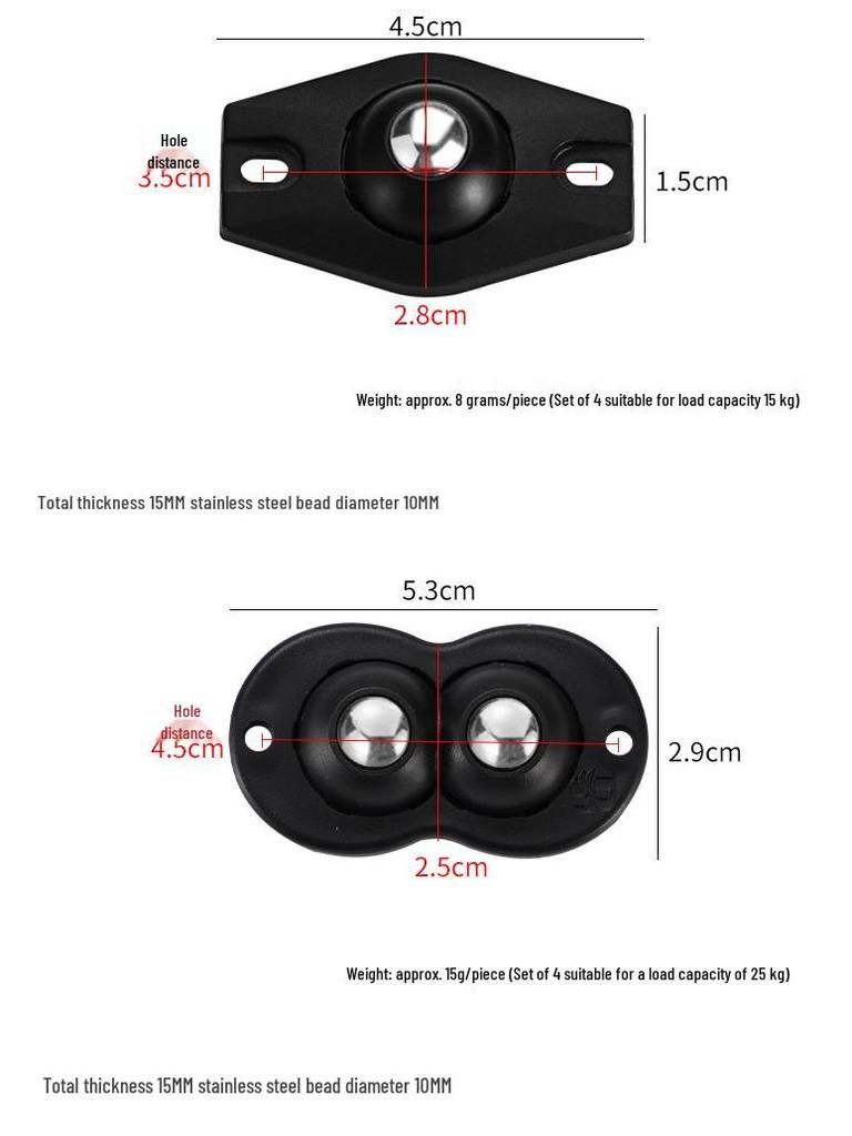 Adhesive Roller Wheels for Trash Can, No-Drill, 4-Pack Universal Base Accessory