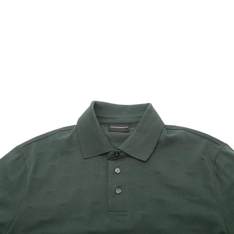 Emporio Armani Ss26 All-Over Eagle Pattern Business Casual Cotton Short Sleeve Polo Men Polo Dark-Green EM004912AF10762F7171