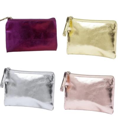Borsa portaoggetti con cerniera in pelle PU alla moda, multifunzionale, portatile, porta monete, portachiavi, porta carte, porta monete in argento dorato