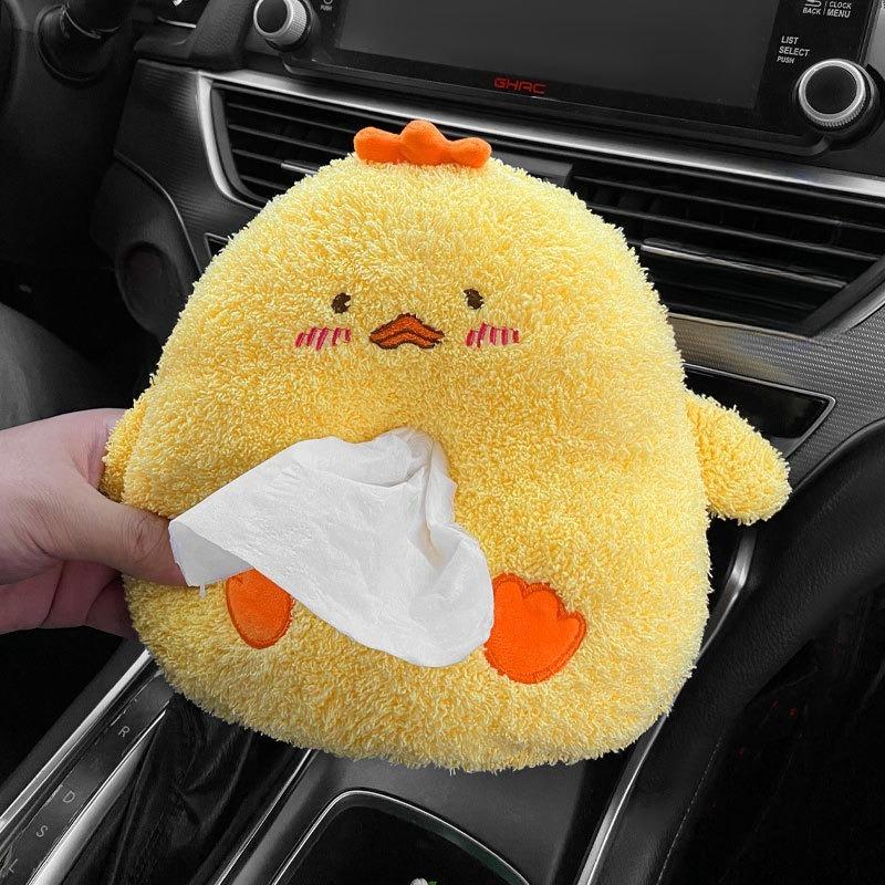 Car Seat Back Armrest Box Tissue Boxes Bag Car Tissue Box Cute Plush Animals Napkin Tissue Paper Holder Portable Drawer Box