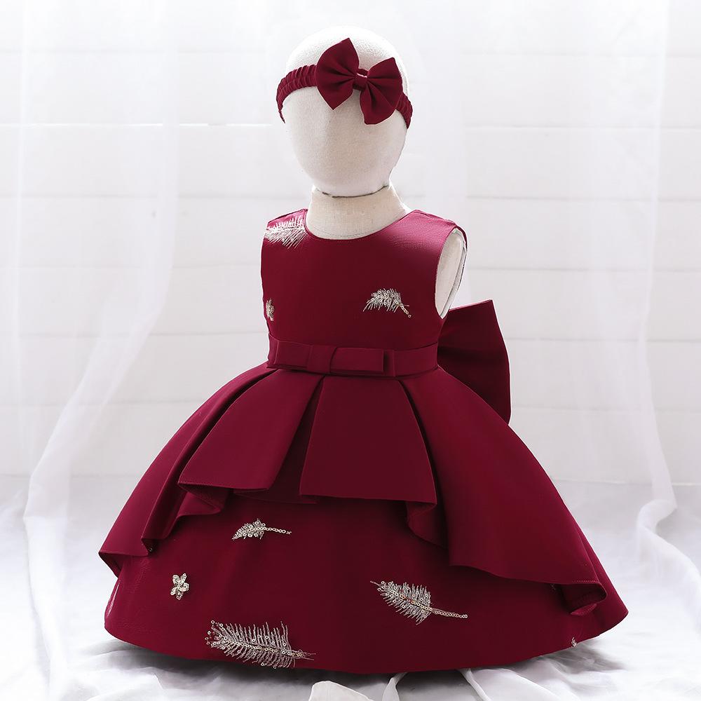 Children s Floral Princess Dress with Bow - Stylish Formal Flower Girl Wedding Skirt 110cm