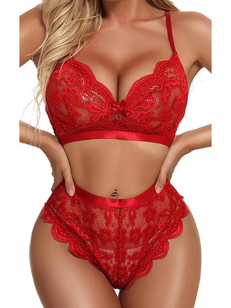 Ensemble de sous-vêtements deux pièces en dentelle sexy européenne et américaine