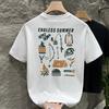 New Summer Men's Short-sleeved T-shirt Men's Cotton Printed Thin Short T-shirt Top