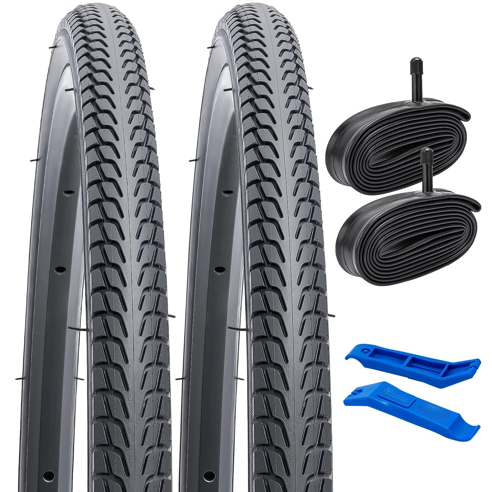 

YunSCM Set of 2, 24x1.75 Tires, 24x1.75 47-507 Bicycle Tires + 24x1.50/1.90 Tubes with 32mm American Valves + Tire Lever, Y-1000