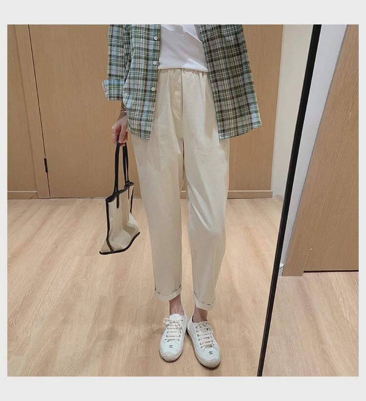 Women's Summer Slim Tencel Carrot Pants - Elastic Waist, Tapered, Nine-Point Harem Style