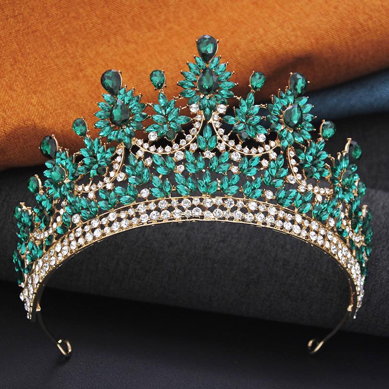 Elegant High Opal Pink Crown Royal Queen Tiaras and Crowns Wedding Hair Jewelry Party Prom Diadem Pageant Headdress Bridal
