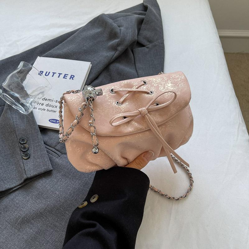 

Niche design small bag women s 2025 new cute portable chain bag bow shoulder underarm women s bag 21*10*14 рожевий