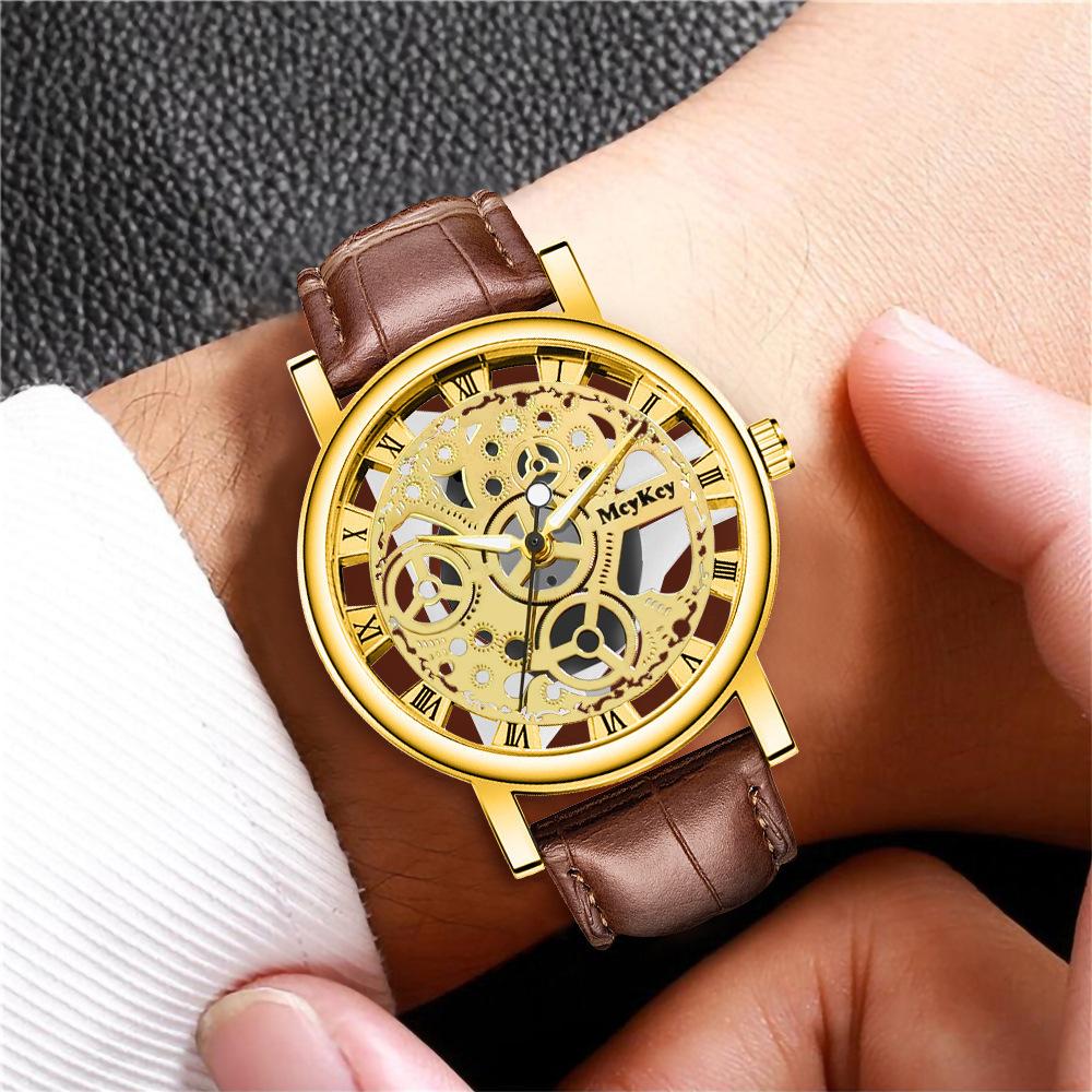 Watch, Men'S Through-The-Bottom Hollowed-Out Imitation Mechanical Watch, Men'S Belt Quartz Watch Watch