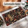Gothic Theme Crystal Velvet Floor Rug Personalized Custom Name Text Warm Carpet Home Decoration