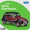 Carro modelo Welly em escala 1/24, fundido, Dongfeng, CITROEN 2CV 6, Charleston, clássico, liga metálica, brinquedo, coleção de presentes para crianças