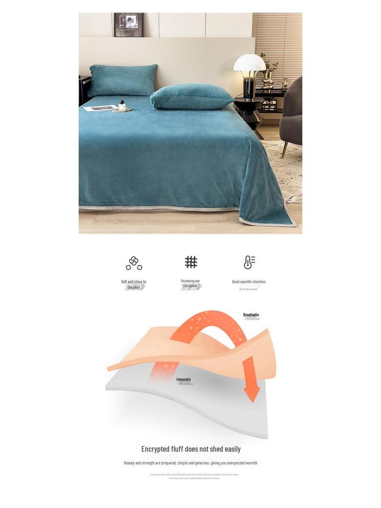 Milchsamt Winterfleece Bettwäscheset: Einzelstudentenwohnheim Dreiteilige Dicke Plüsch Rutschfeste Korallen-Decke