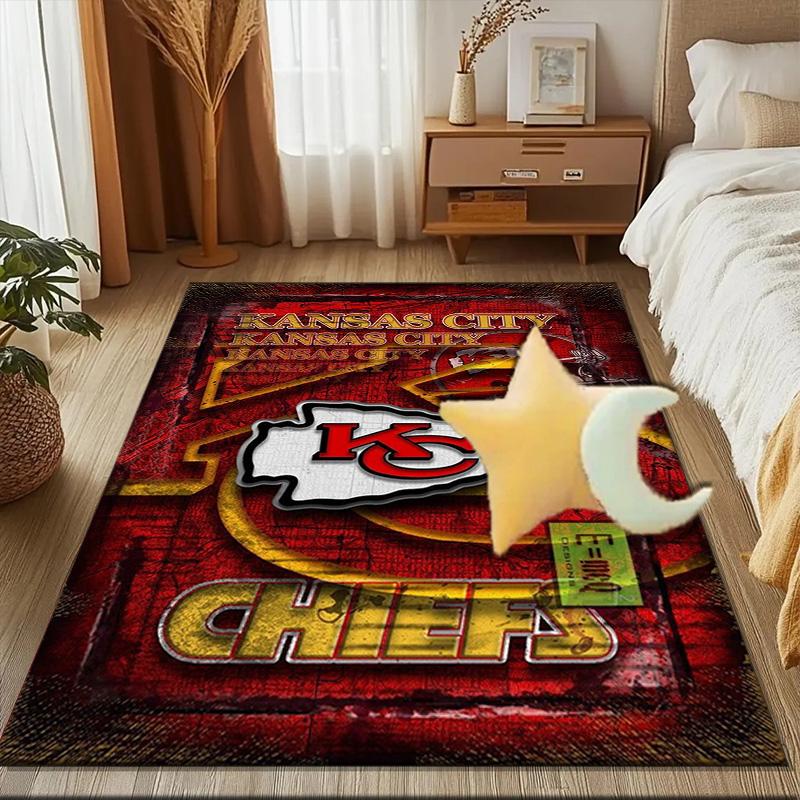 Kansas Chiefs Logo Rug Game Carpet, Floor Mat for Bedroom Living Room Entryway Rug, Home Decor Idea Gift for Christmas birthday