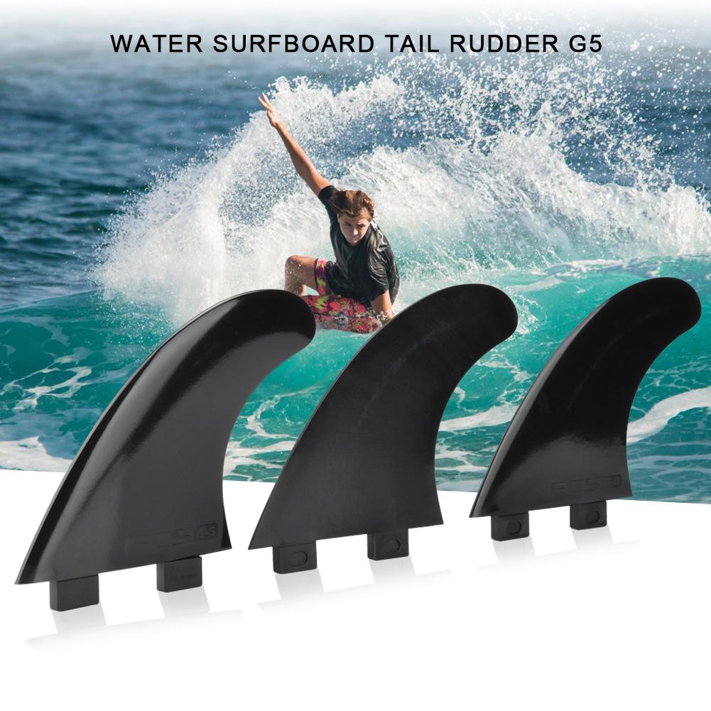 Tri Fin Thruster Set Nylon Plastic Surfboard Fins FCS Single Head Fins Surfboard G5 (Black)