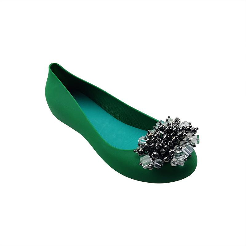 

Autumn And Winter Soft Pearl Masonry Jelly Shoes Casual Fashion Can Be Worn In All Seasons 41 зелений