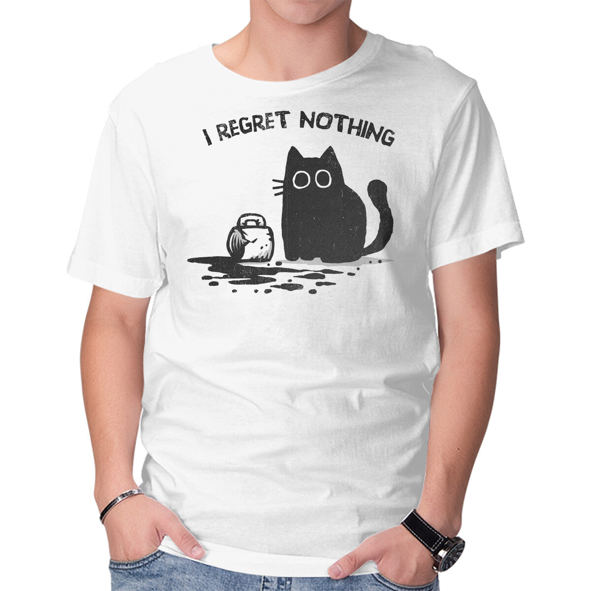 Unisex Crew Neck T-Shirt I Regret Nothing Graphic Short Sleeve Casual Tee XS