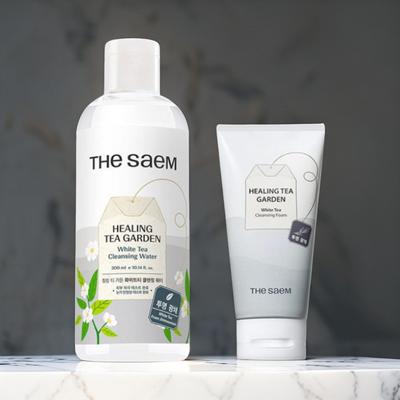 THE SAEM Healing Tea Garden White Tea Set [Cleansing Water 300ml + Cleansing Foam 150ml], 1 Set