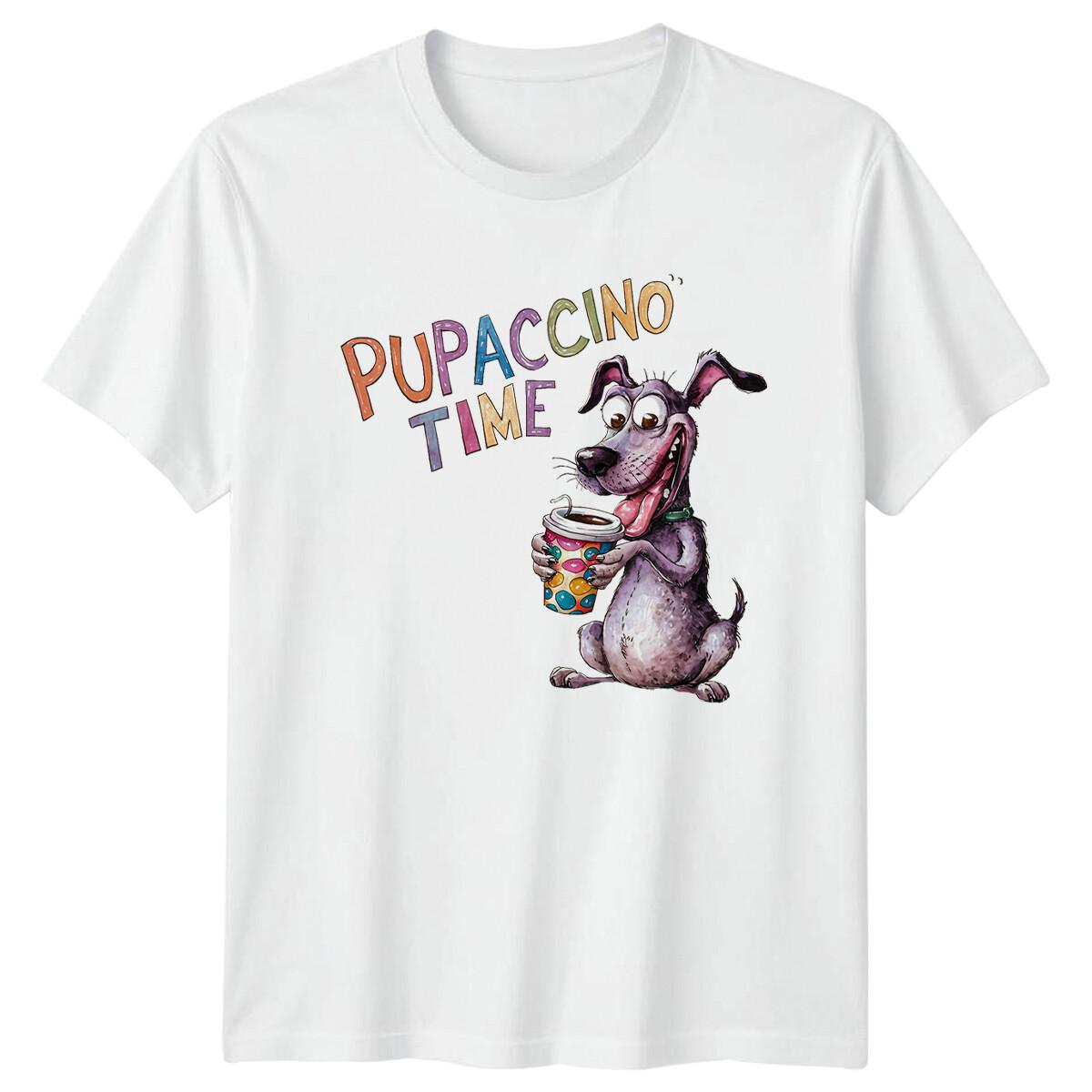 Funny Dog Pupaccino Time Quote Graphic T-Shirt XL