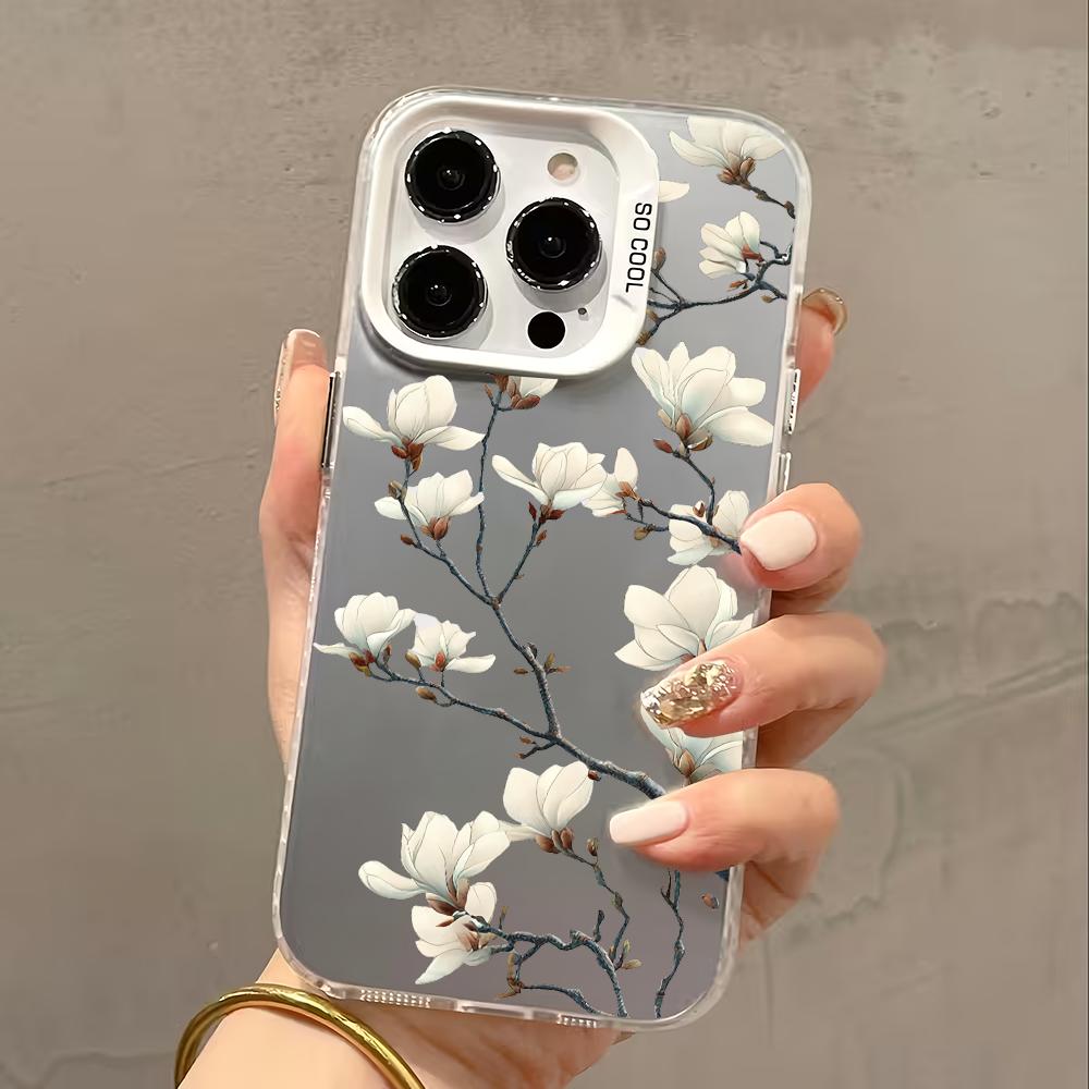 White Gardenia Pattern Phone Case Suitable For IPhone 17 16 E 15 14 13 12 11 Pro Max 14 16 Plus 17Air Shockproof Back Cover Case