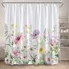 Floral Shower Curtain Watercolour Purple Lavender Flowers Butterfly Plants Leaves Bathroom Curtains Fabric Home Decor With Hooks