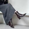 Vintage French Style Women's High Heel Boots Simple Pointed Toe Zip Up Fleece Lined Cotton Ankle Boots For Autumn/Winter