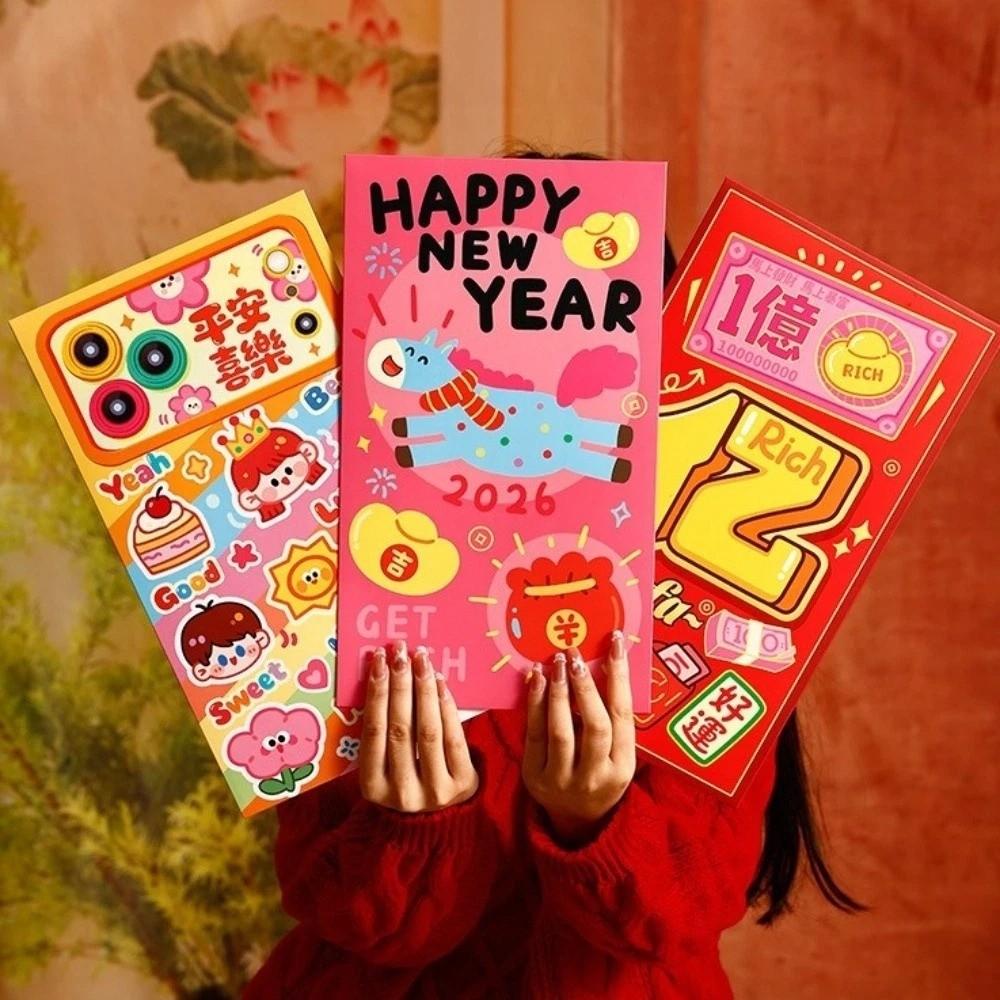 Cartoon New Year Money Envelope Traditional Bless Fortune Pocket Lucky Red Pockets  Spring Festival