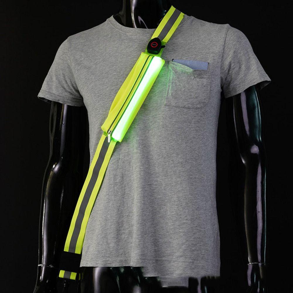 Night Safety Running Crossbody Bag Luminous LED Shoulder Straps Sport Reflective Belt Walking