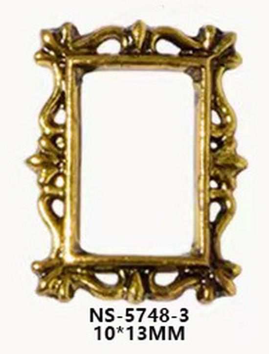 Retro Alloy Nail Art: 3D Carved Oval & Square Photo Frame Decorations
