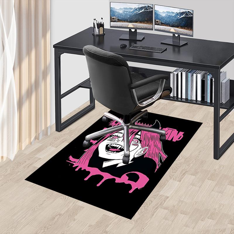 1pc Devilman Home Office, Durable Polyester Floor Mat with Easy, Office Decor, Urban Style, Nonslip Backing