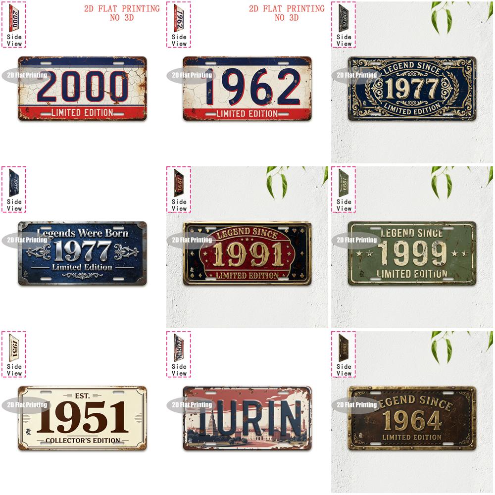 Tin Sign - Vintage Durable Metal Plaque Wall Decor, Home Office Bar Man Cave Turin City Birth Year License Plate Wall Art