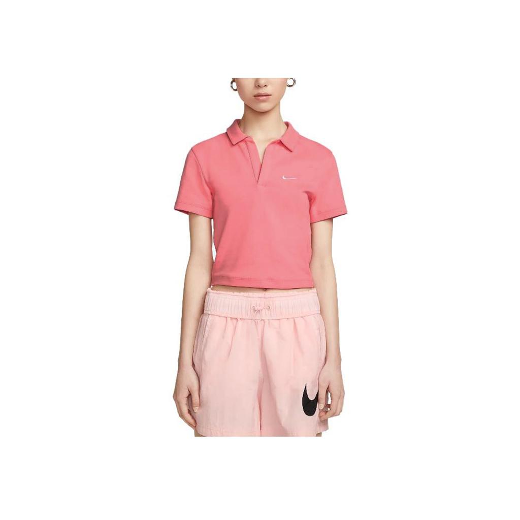 Nike Sportswear Essential Solid Polo T-Shirt Women Tops Pink DV7885-611