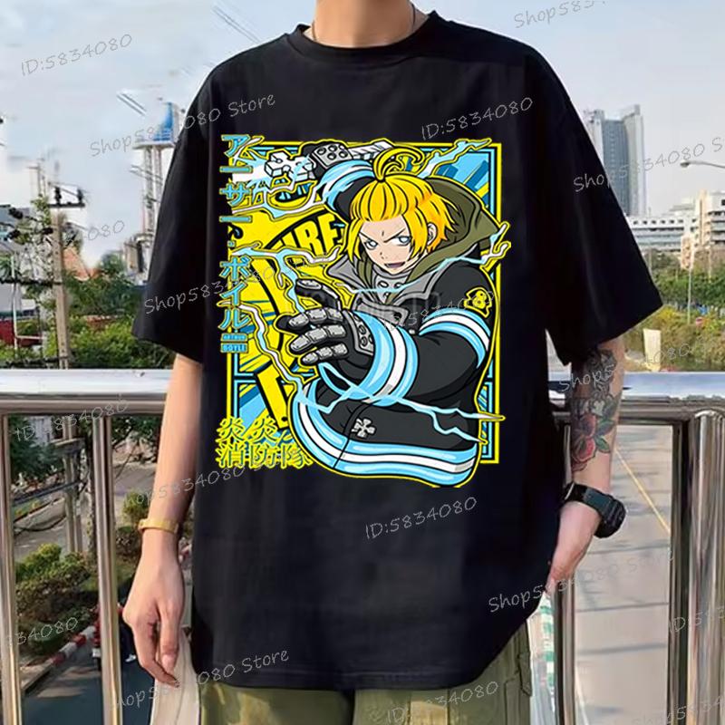 Japanese Anime Fire Force Graphic T Shirts Unisex Women Fashion Streetwear Soft Tee Unisexs Fire Force Printed Street Cool Tshirts