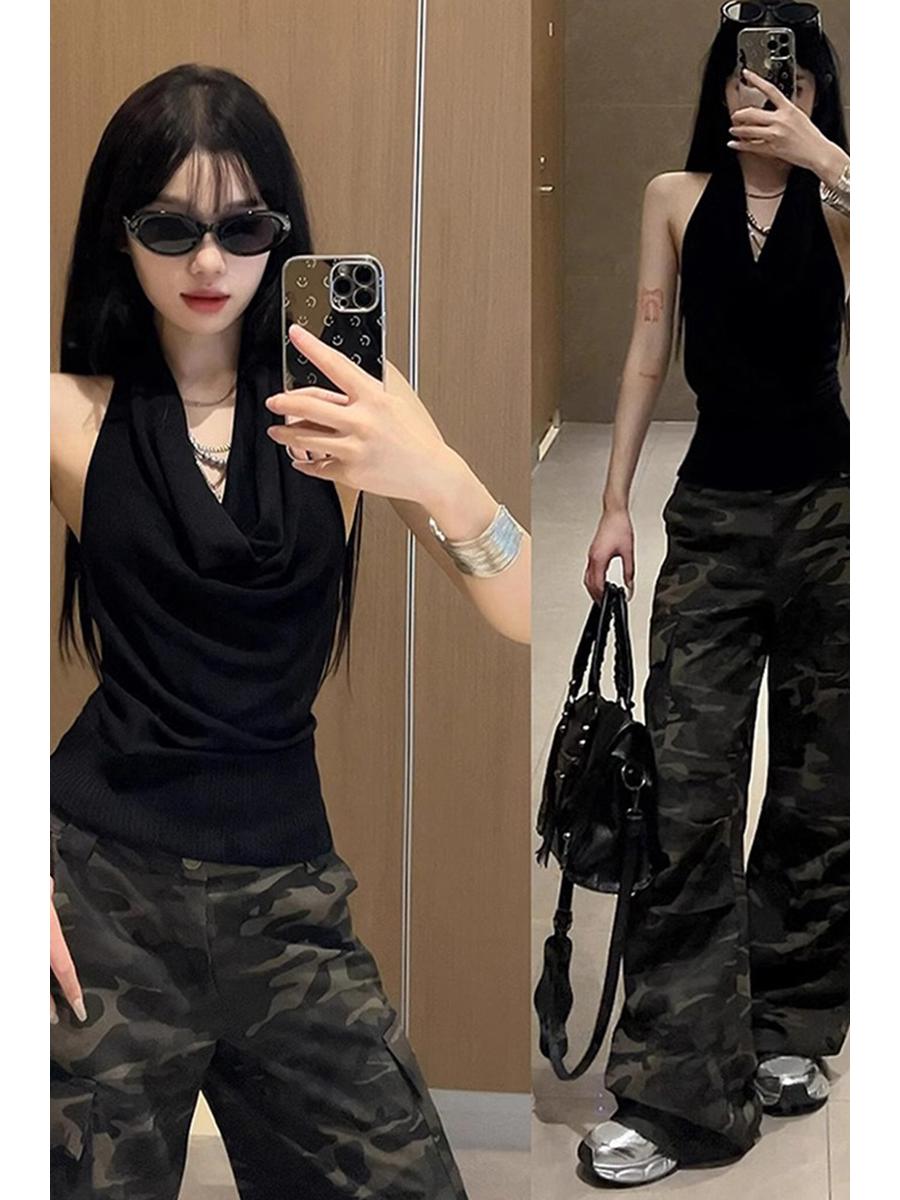 Women s Slimming Sleeveless Halter Cowl Neck Bodycon Tank Top - Chic, Niche Summer Outerwear, Off-Shoulder Design. S