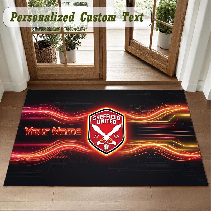 Crystal Velvet Square Rug Custom NameSheffield United FC Pattern Non Slip Home Floor Decor Rug