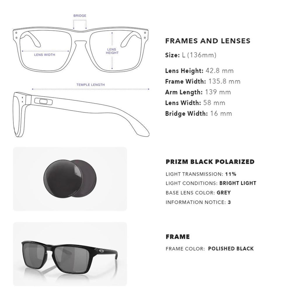 Sunglasses 0OO9448F SYLAS 944805 PRIZM BLACK POLARIZED 58 [Oakley] (Asia Fitting) Men's