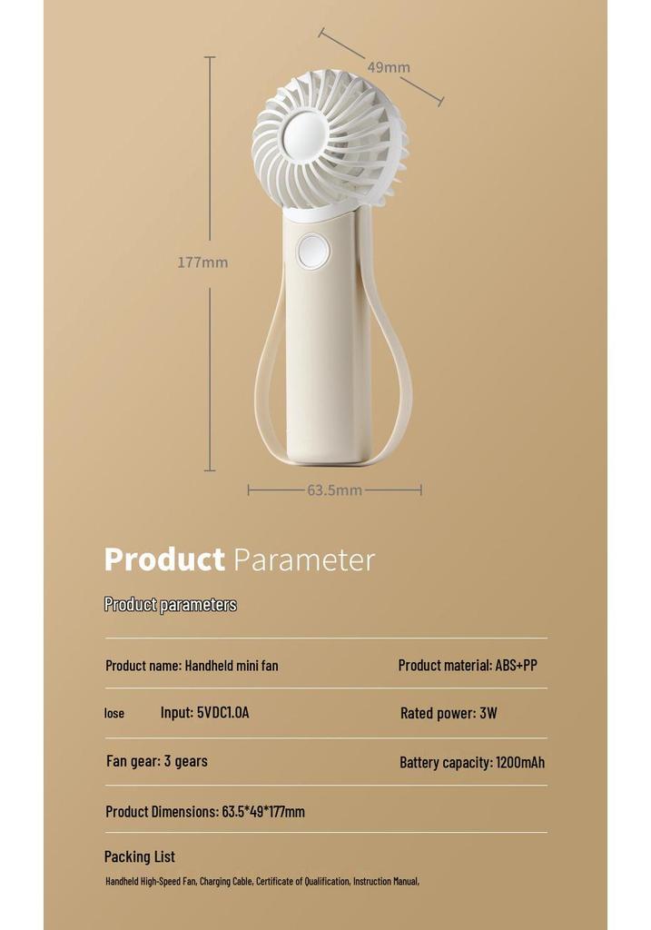 2024 Compact Three-Speed Portable Mini Fan for Outdoors