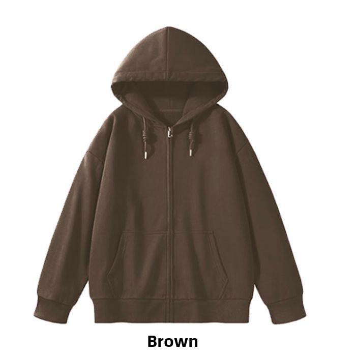 CVC cotton wool composite milk silk 320g back-necked plain zipper hoodie for women